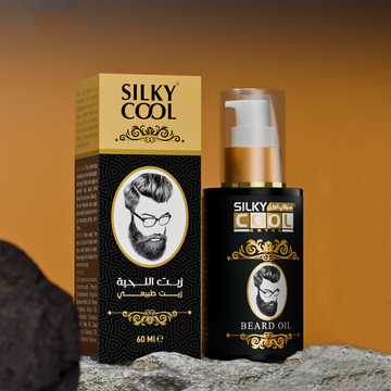 Silky Cool Beard Oil – 60ml , Natural Beard Care with Argan, Almond, Jojoba & Coconut Oils , Moisturizing & Softening Formula